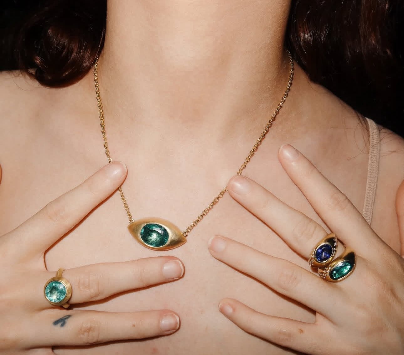 BLUE TOURMALINE MEGA ROUND RING - OPHELIA EVE