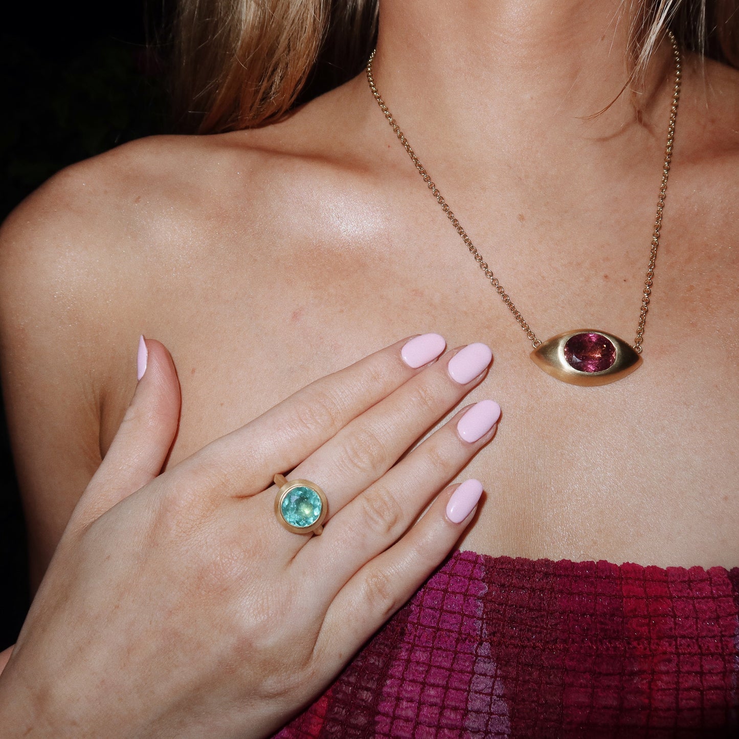 BLUE TOURMALINE MEGA ROUND RING - OPHELIA EVE