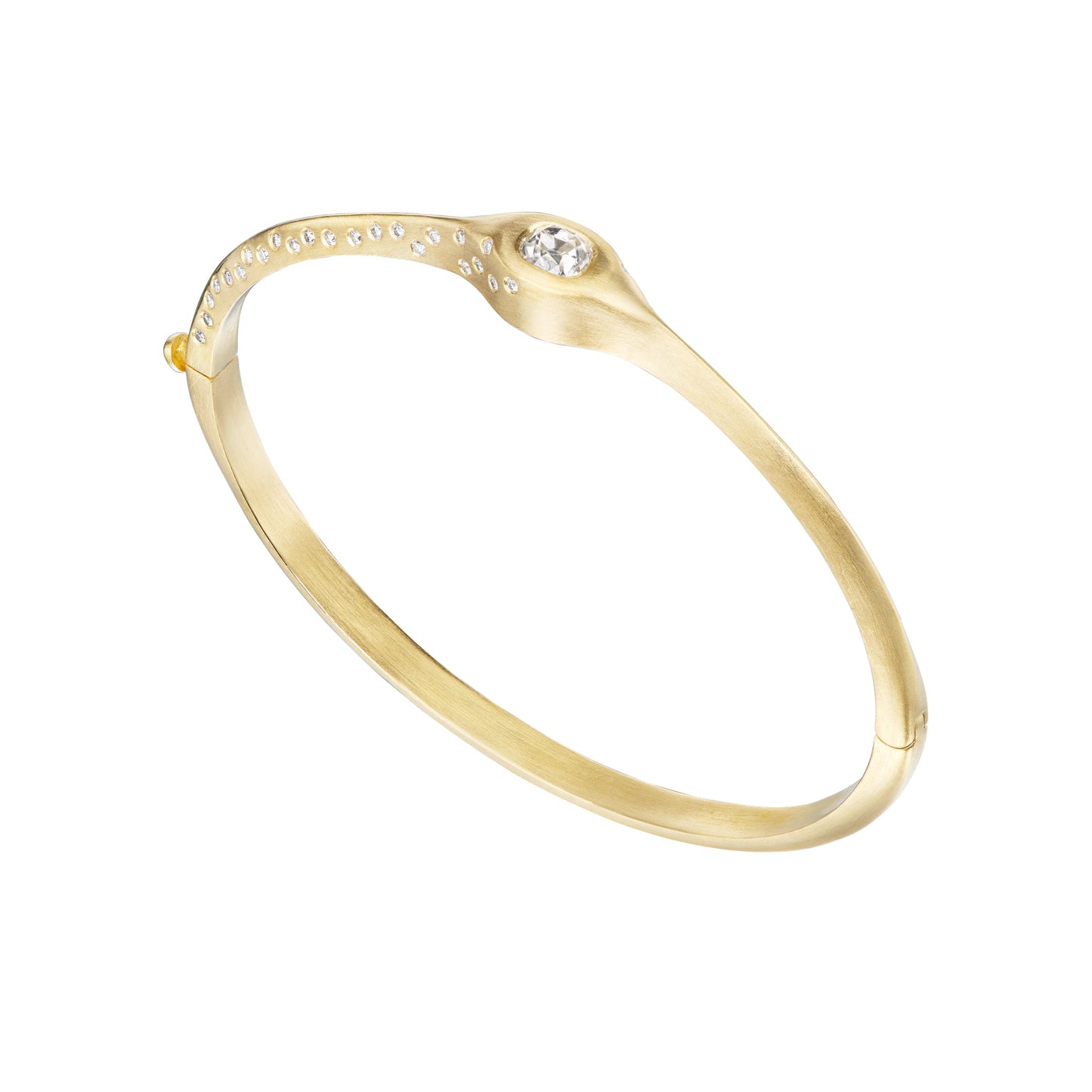 CUSHION OLD MINE CUT BANGLE WITH DIAMONDS - OPHELIA EVE