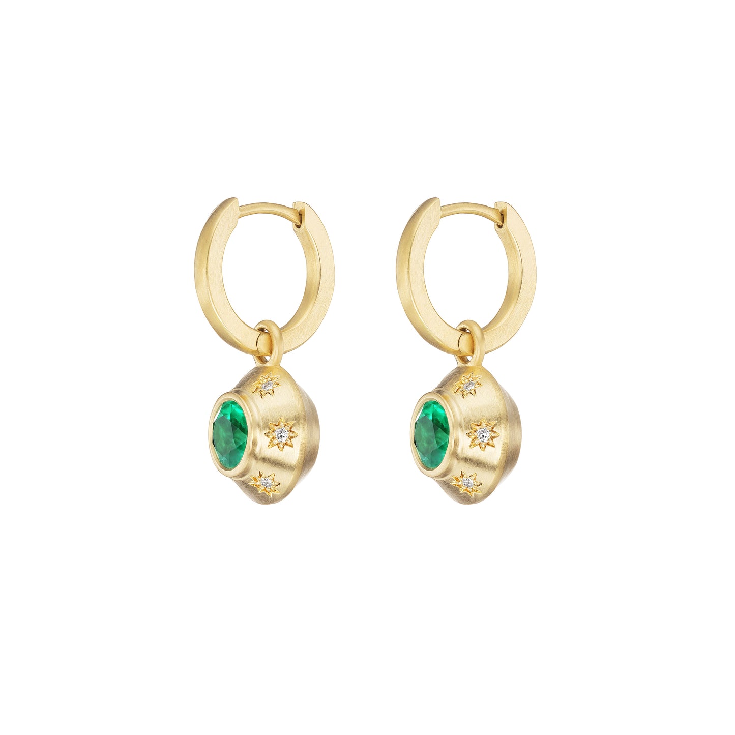 EMERALD STAR DROP HOOPS - Ophelia Eve Jewelry