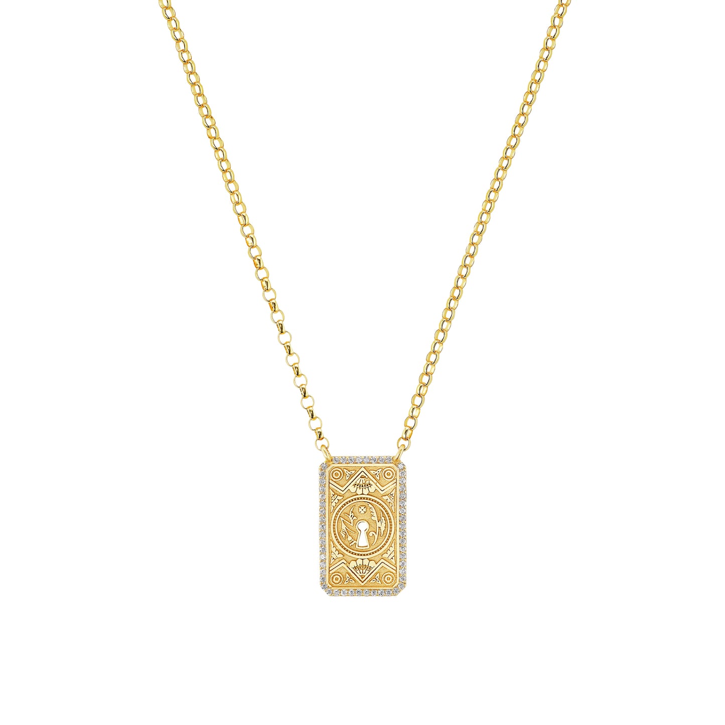 MINI DIAMOND GARDEN GATE DOORPLATE NECKLACE - Ophelia Eve Jewelry