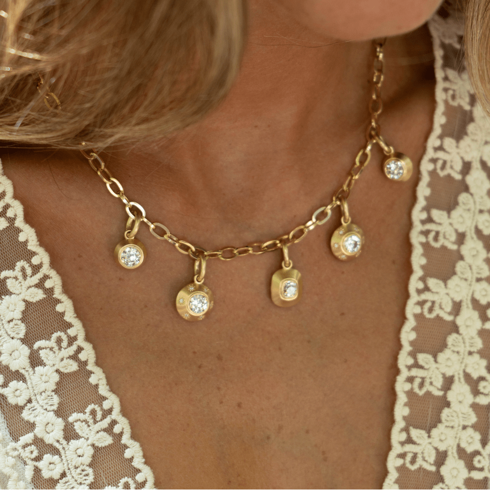 MIXED DIAMOND CHARM NECKLACE - OPHELIA EVE JEWELRY