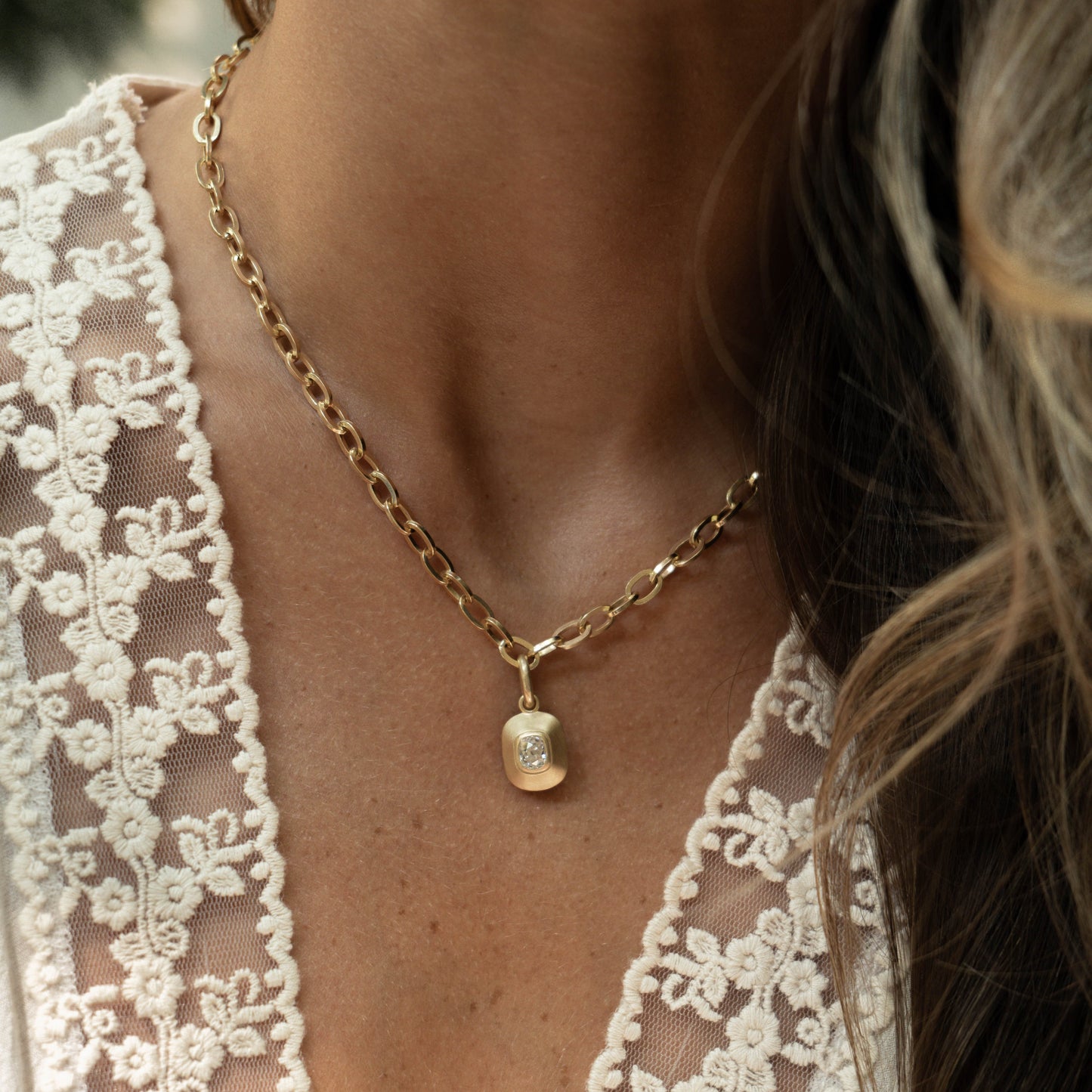 OLD MINE CUT DIAMOND PENDANT - OPHELIA EVE JEWELRY