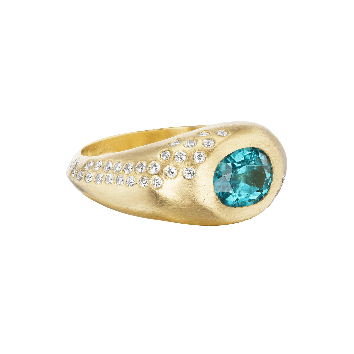 SMALL BLUE TOURMALINE OVAL SIGNET RING - OPHELIA EVE