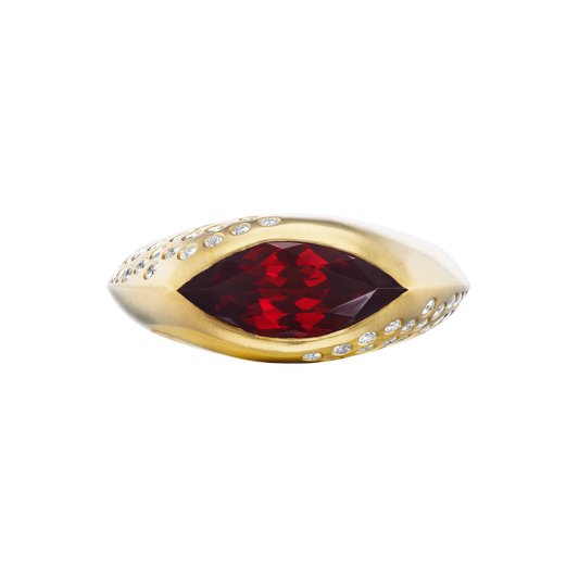GARNET MARQUISE SIGNET RING