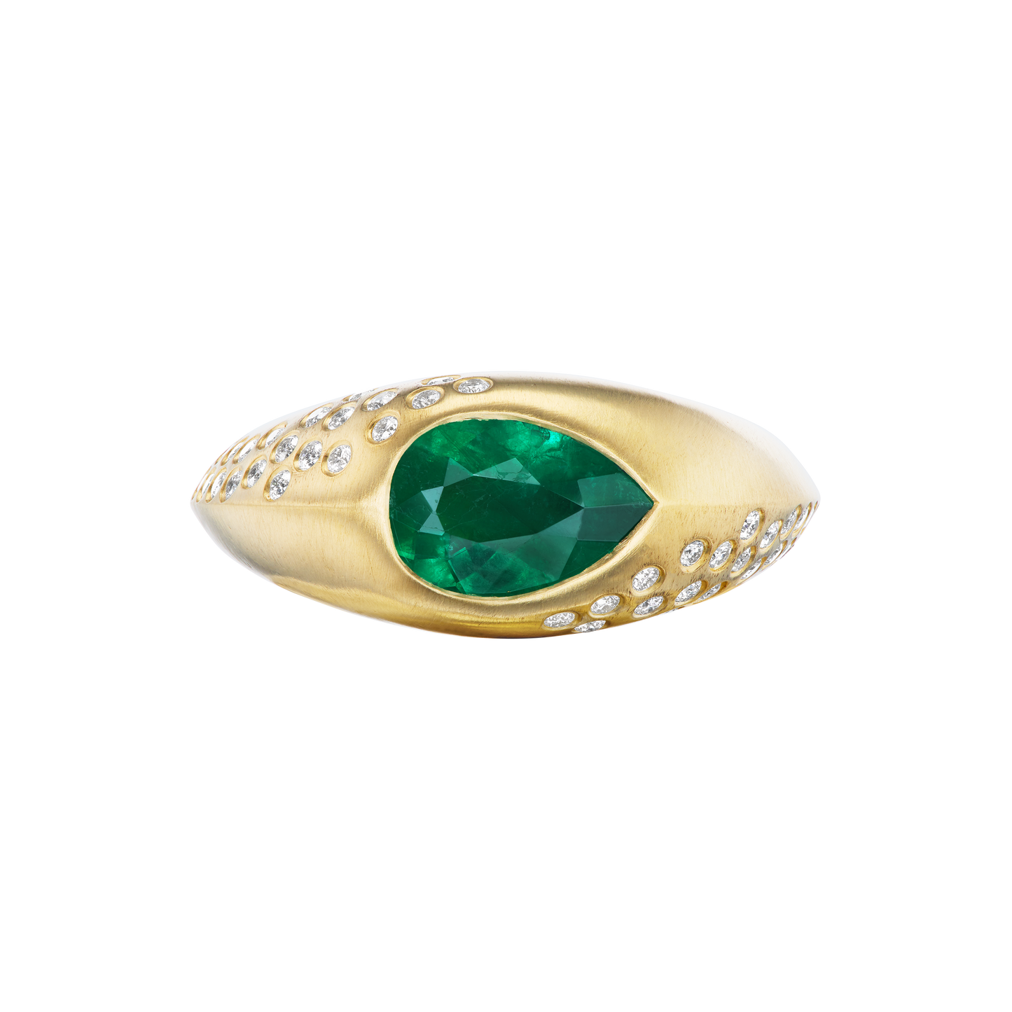 EMERALD PEAR SIGNET RING