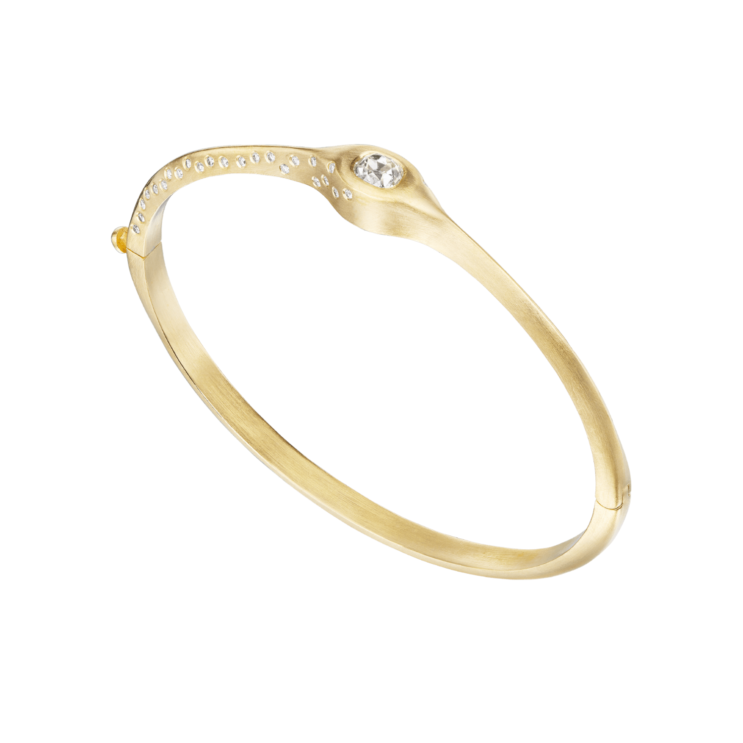 CUSHION OLD MINE CUT BANGLE WITH DIAMONDS - Ophelia Eve Jewelry