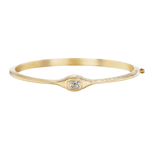 CUSHION OLD MINE CUT BANGLE WITH DIAMONDS - Ophelia Eve Jewelry