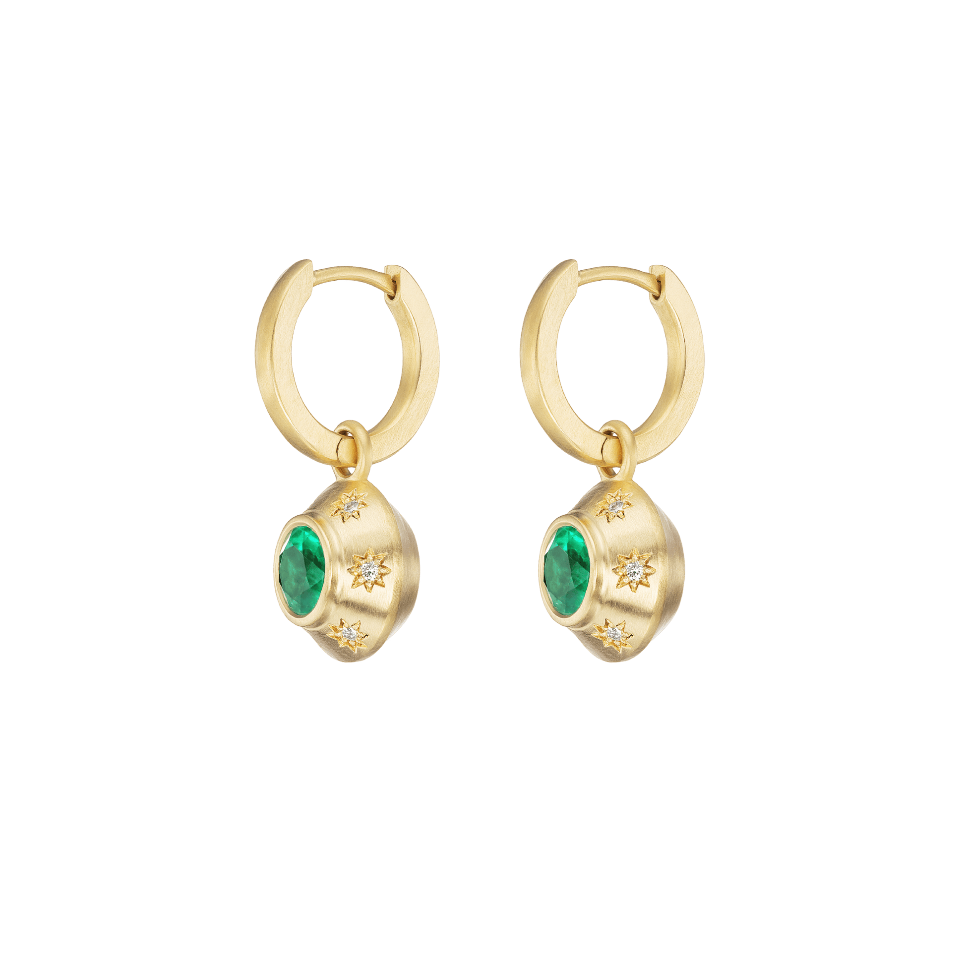 EMERALD STAR DROP HOOPS - Ophelia Eve Jewelry