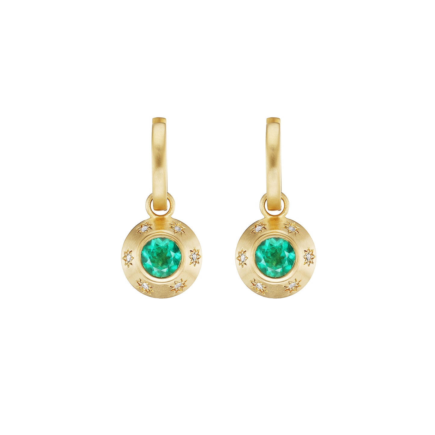 EMERALD STAR DROP HOOPS - Ophelia Eve Jewelry