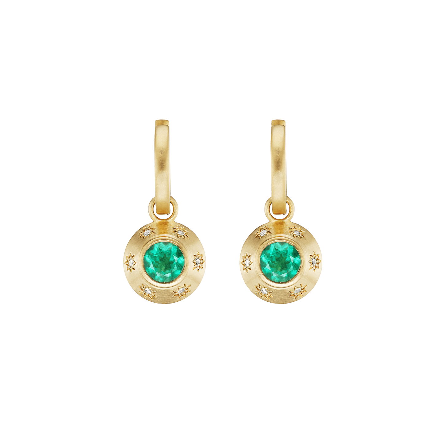 EMERALD STAR DROP HOOPS - Ophelia Eve Jewelry