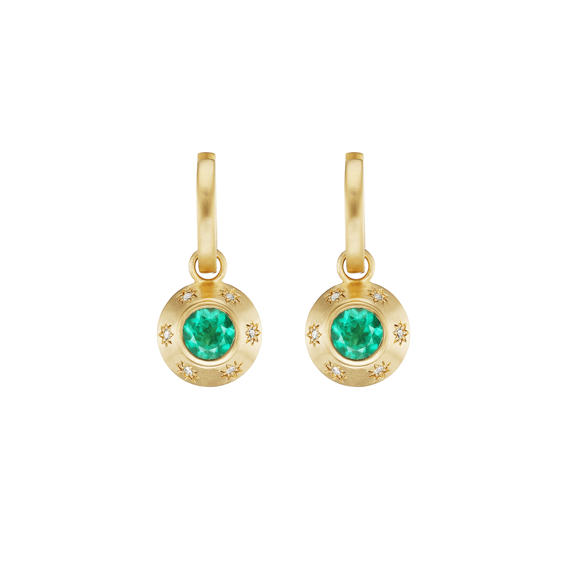 EMERALD STAR DROP HOOPS - Ophelia Eve Jewelry
