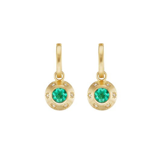EMERALD STAR DROP HOOPS - Ophelia Eve Jewelry