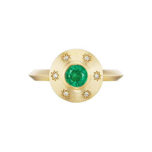 EMERALD STARBURST ROUND RING - Ophelia Eve Jewelry