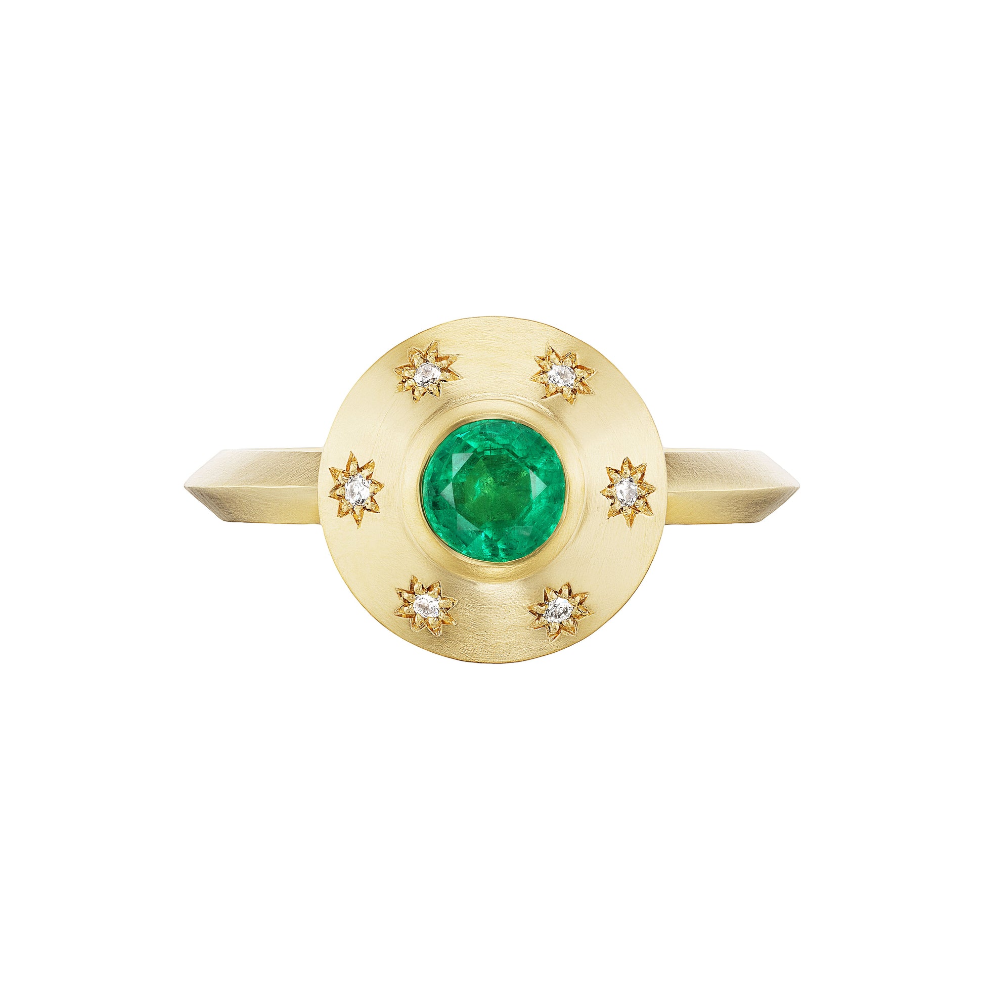 EMERALD STARBURST ROUND RING - Ophelia Eve Jewelry