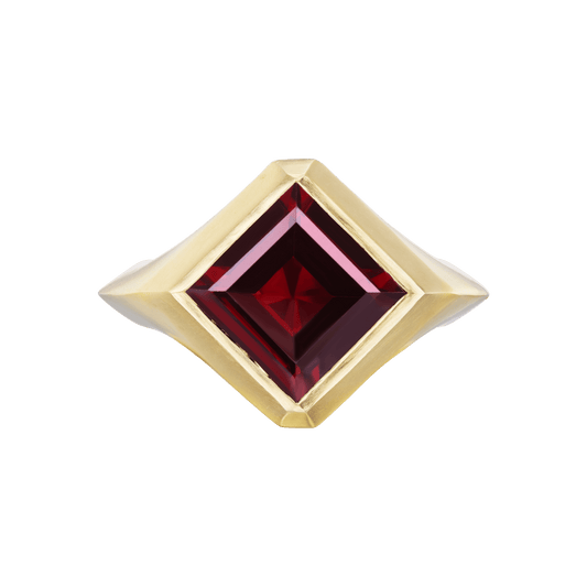 GARNET KITE SIGNET RING - Ophelia Eve Jewelry