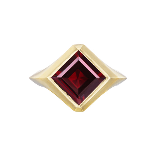 GARNET KITE SIGNET RING - OPHELIA EVE