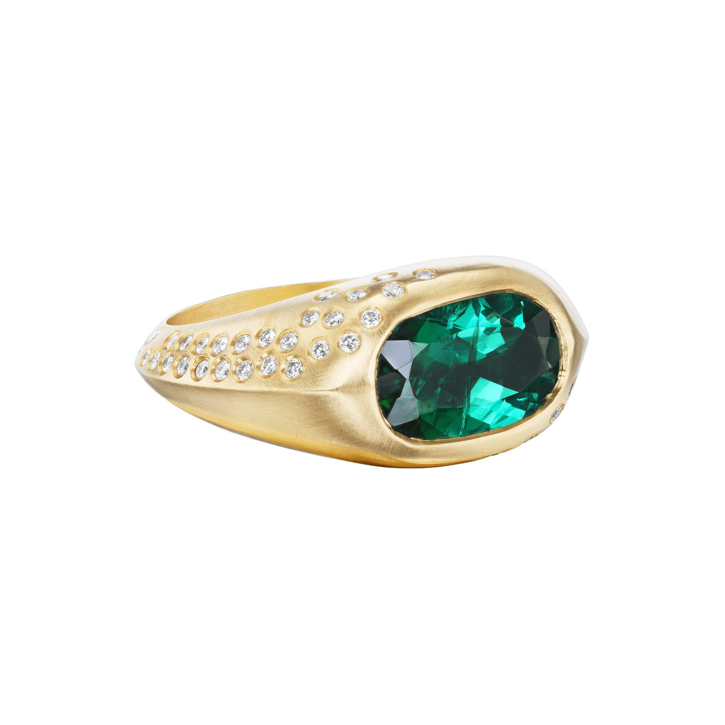 GREEN TOURMALINE OVAL SIGNET RING - Ophelia Eve Jewelry