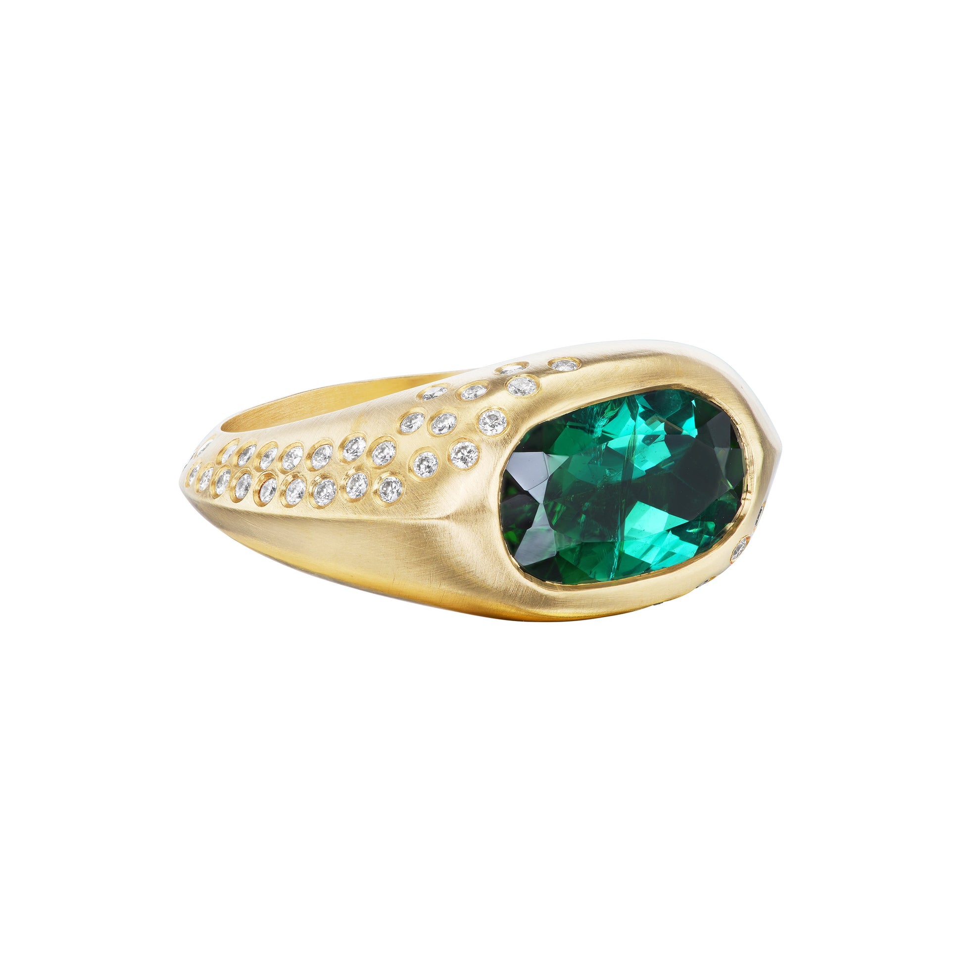 GREEN TOURMALINE OVAL SIGNET RING - OPHELIA EVE