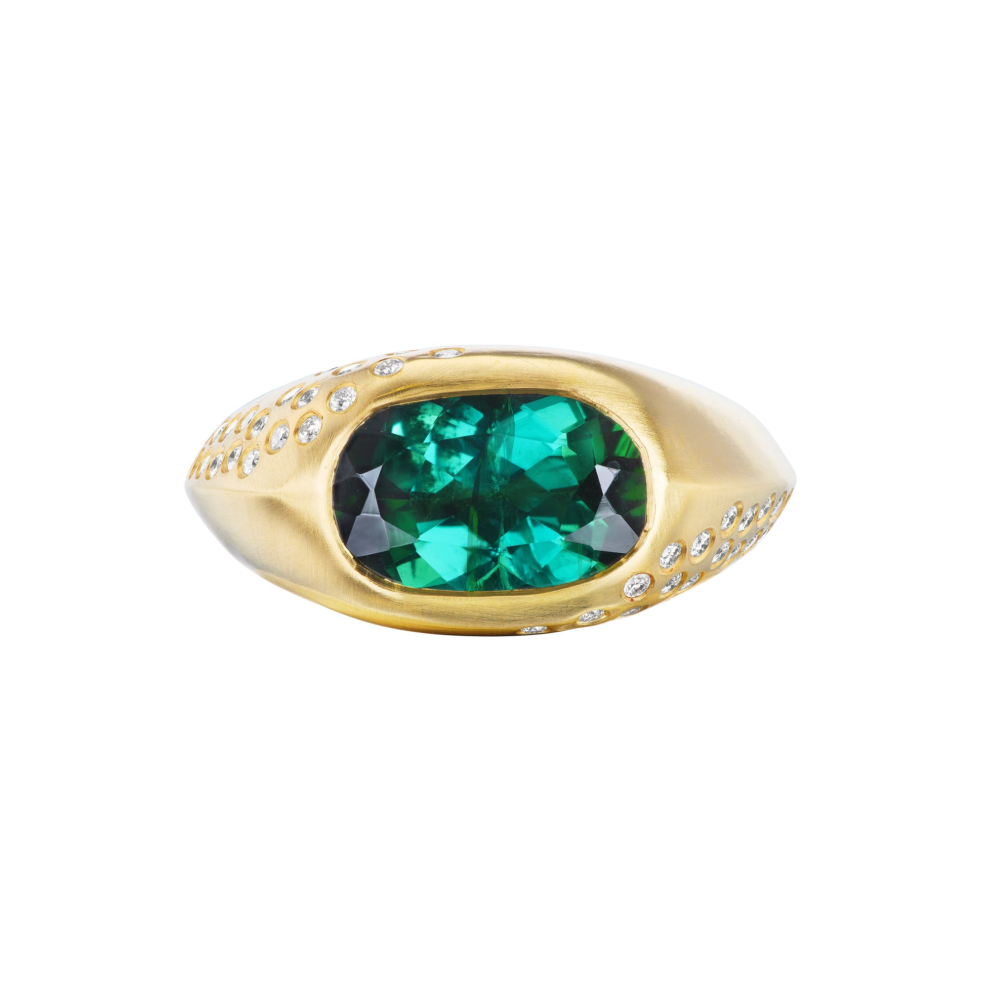 GREEN TOURMALINE OVAL SIGNET RING - OPHELIA EVE