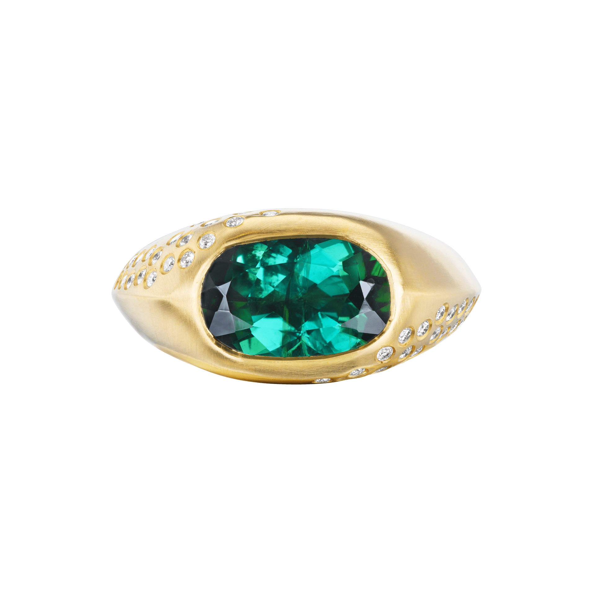GREEN TOURMALINE OVAL SIGNET RING - Ophelia Eve Jewelry