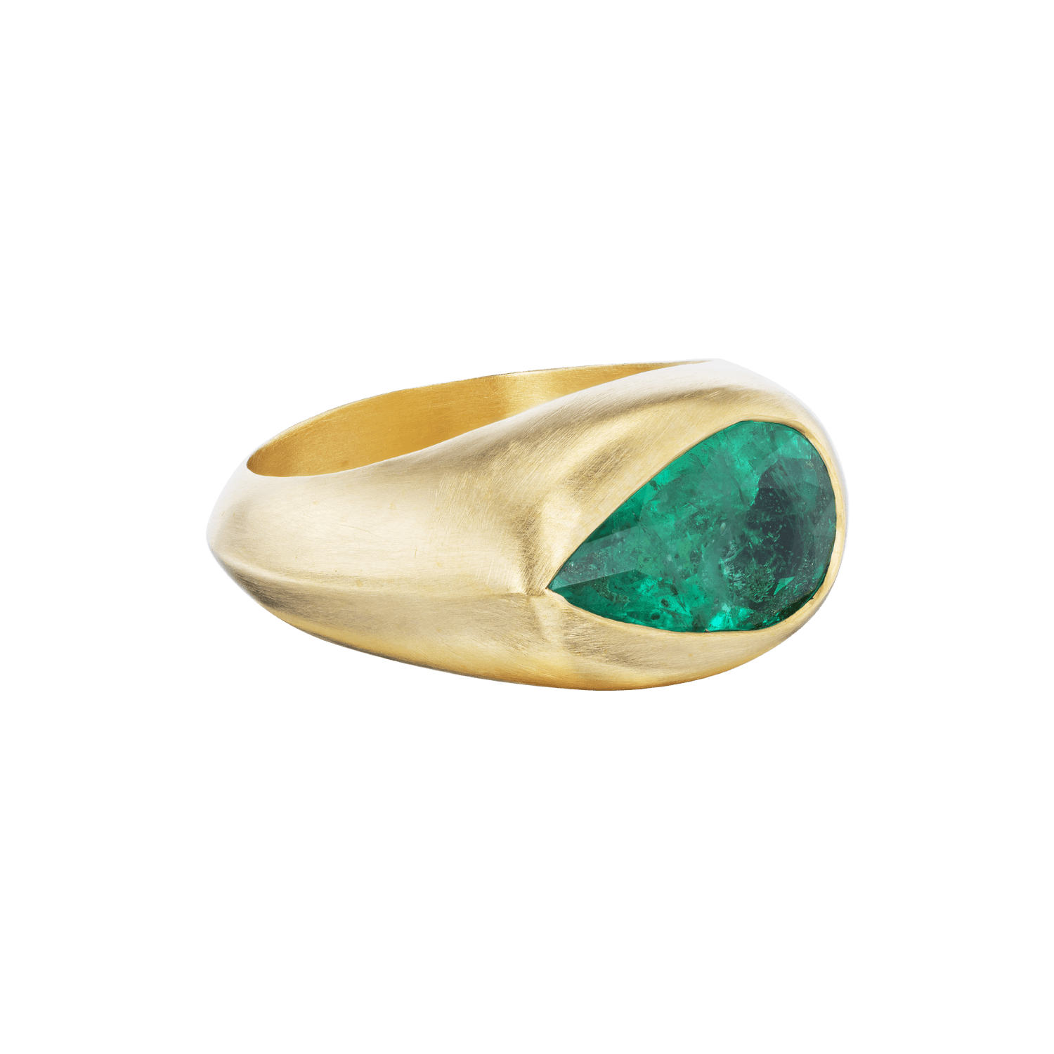 IRIS I EMERALD PEAR SIGNET RING - Ophelia Eve Jewelry