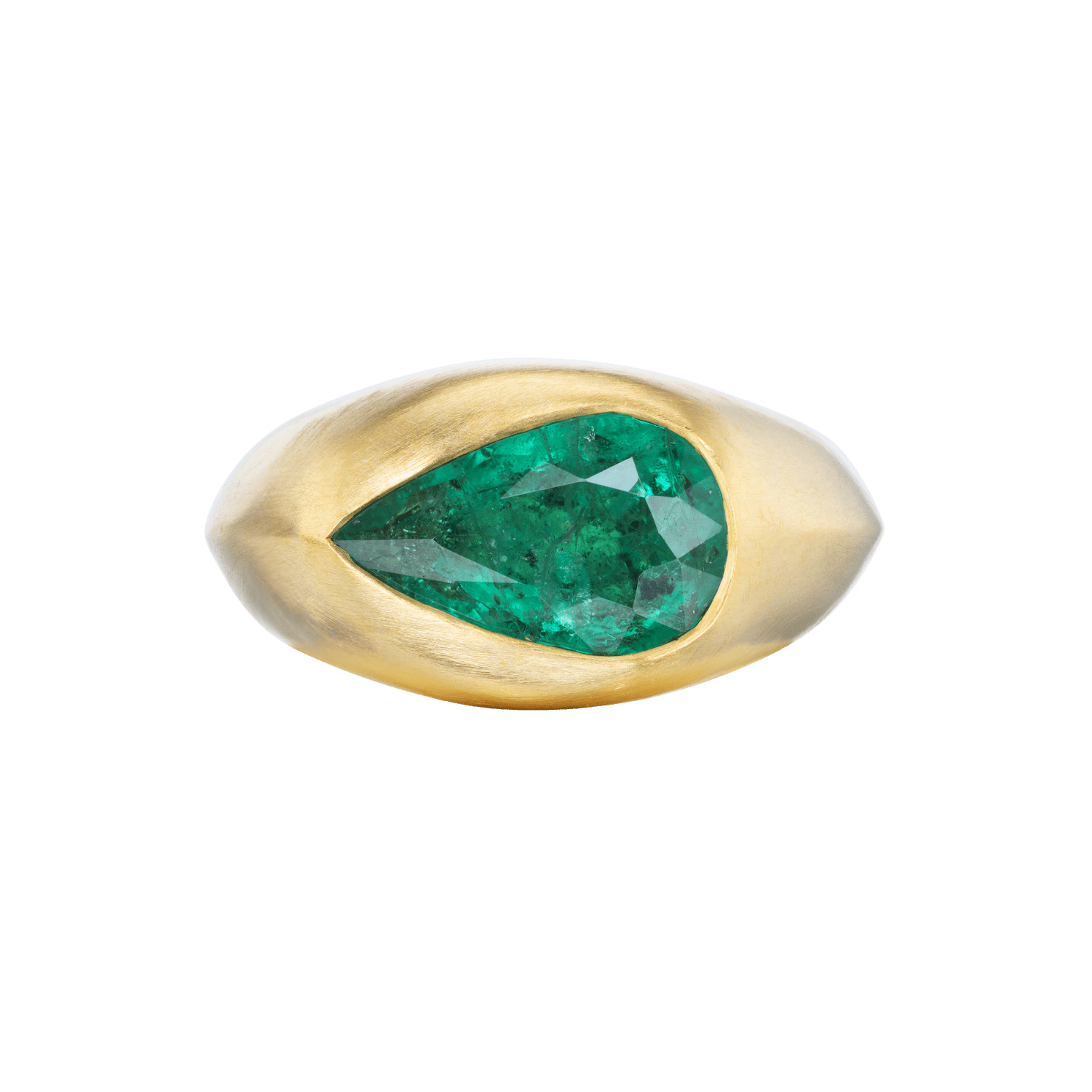IRIS I EMERALD PEAR SIGNET RING - Ophelia Eve Jewelry