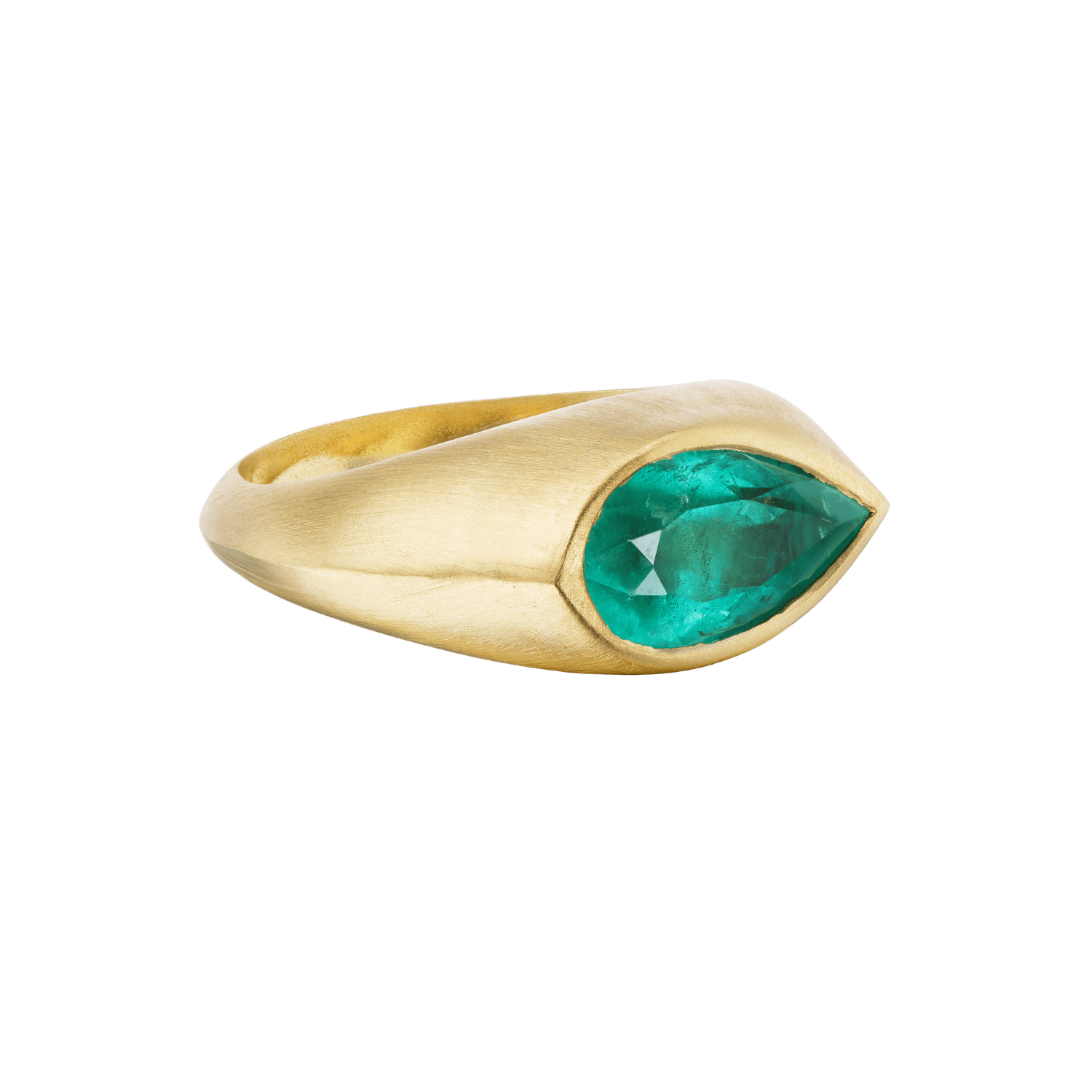 IRIS II EMERALD PEAR SIGNET RING - Ophelia Eve Jewelry