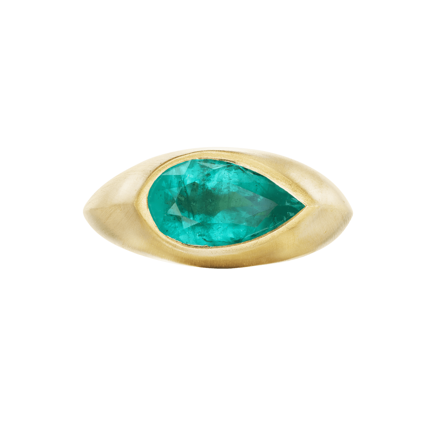 IRIS II EMERALD PEAR SIGNET RING - Ophelia Eve Jewelry