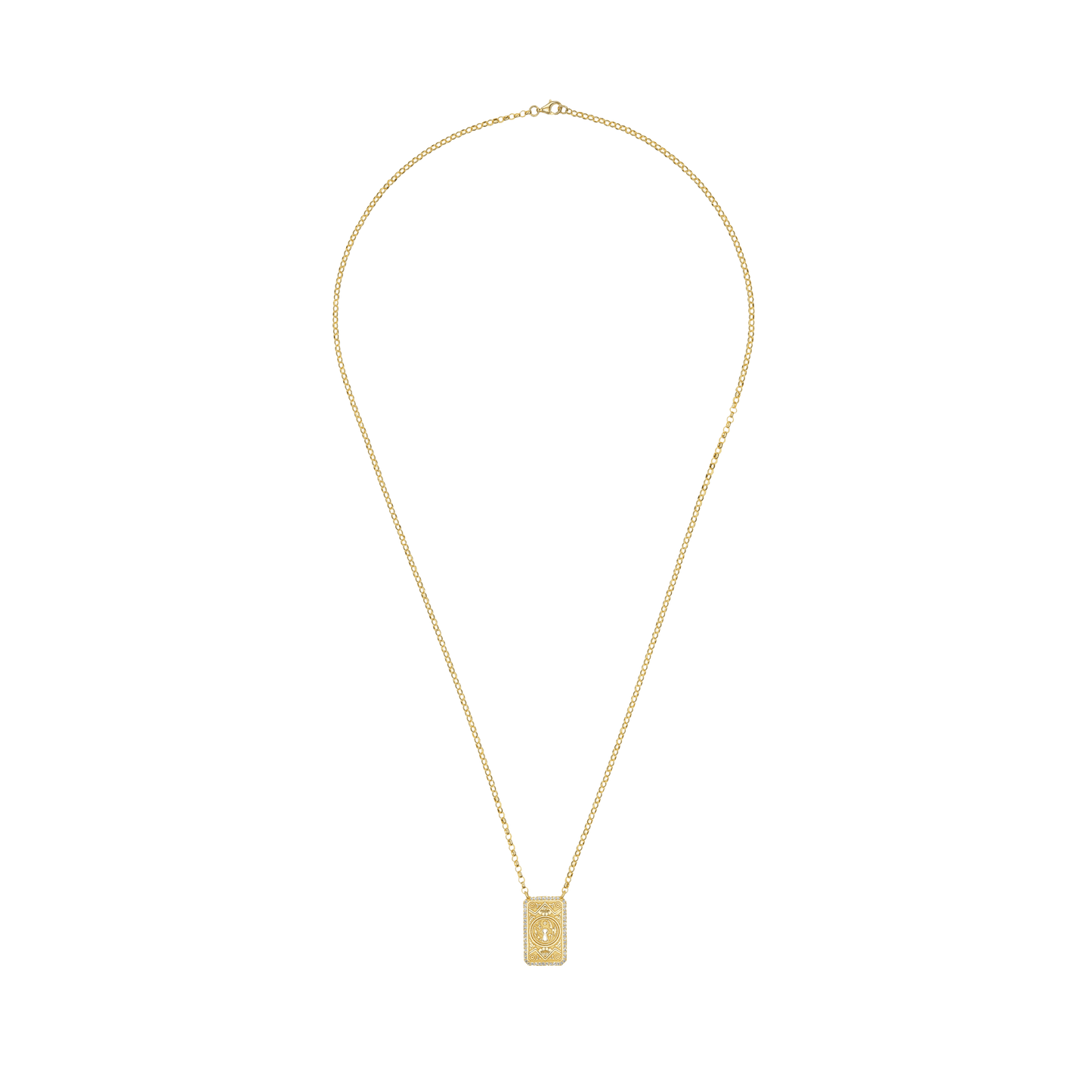 MINI DIAMOND GARDEN GATE DOORPLATE NECKLACE - Ophelia Eve Jewelry