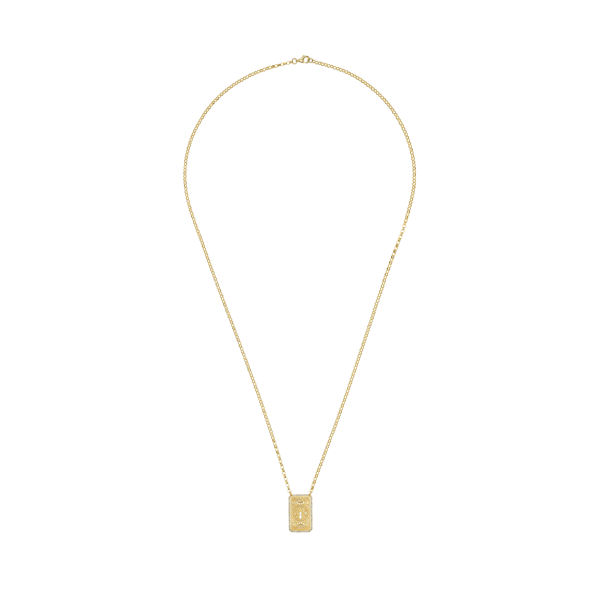 MINI DIAMOND GARDEN GATE DOORPLATE NECKLACE - Ophelia Eve Jewelry