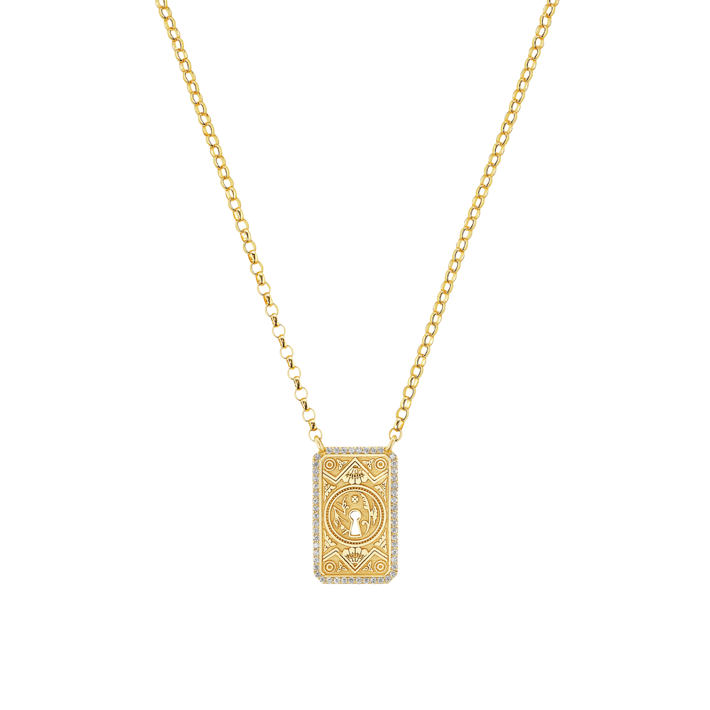 MINI DIAMOND GARDEN GATE DOORPLATE NECKLACE - Ophelia Eve Jewelry