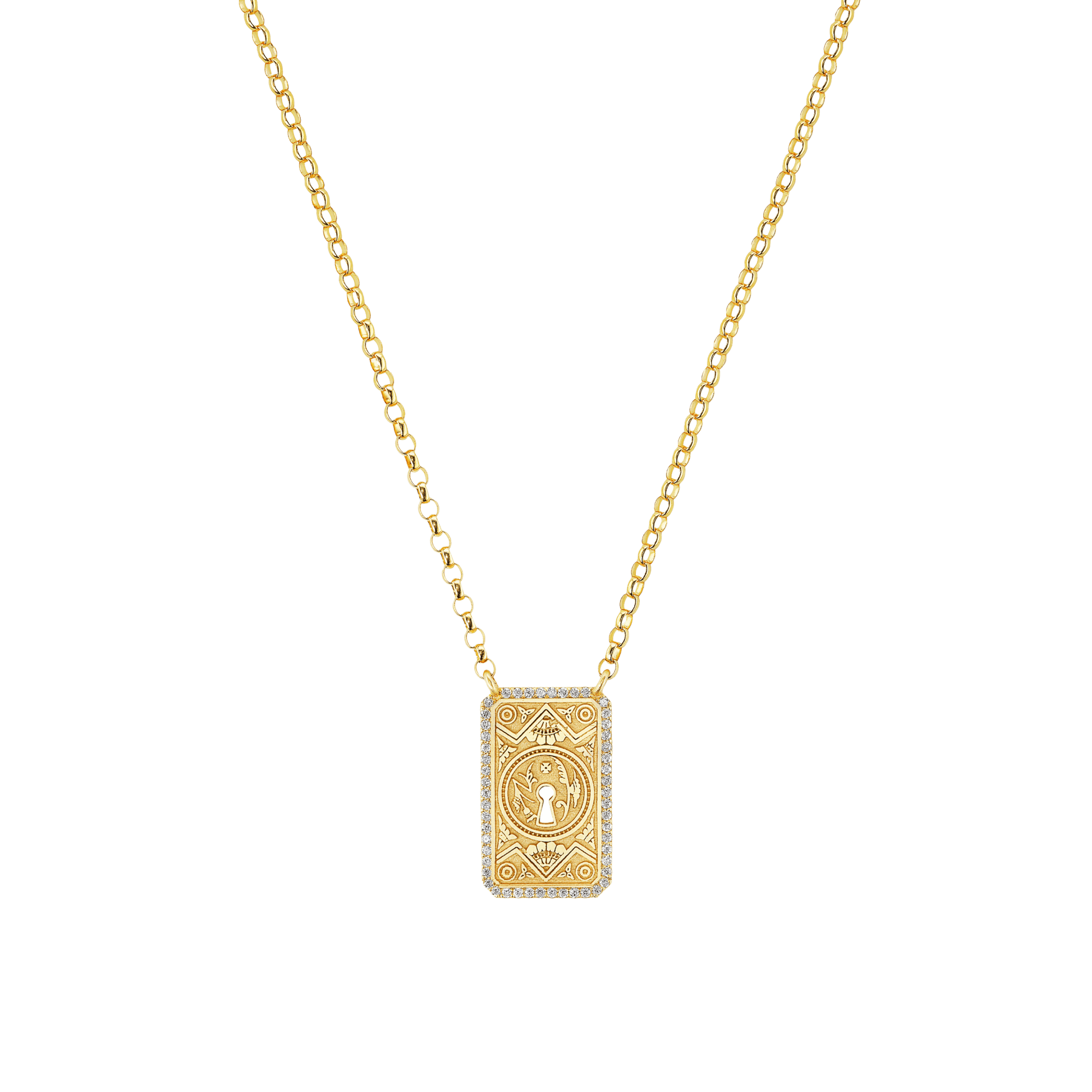 MINI DIAMOND GARDEN GATE DOORPLATE NECKLACE - Ophelia Eve Jewelry