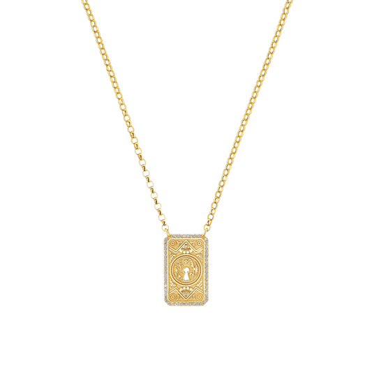 MINI DIAMOND GARDEN GATE DOORPLATE NECKLACE - Ophelia Eve Jewelry