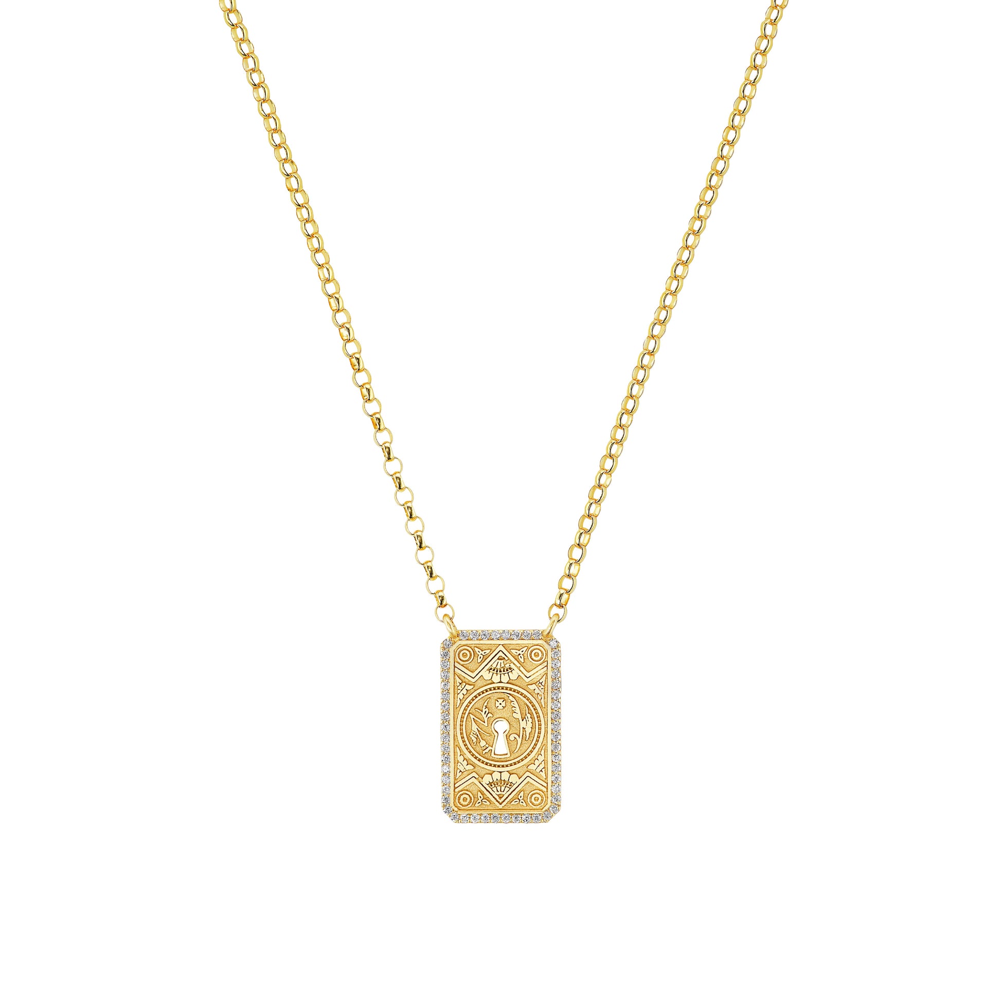 MINI DIAMOND GARDEN GATE DOORPLATE NECKLACE - Ophelia Eve Jewelry
