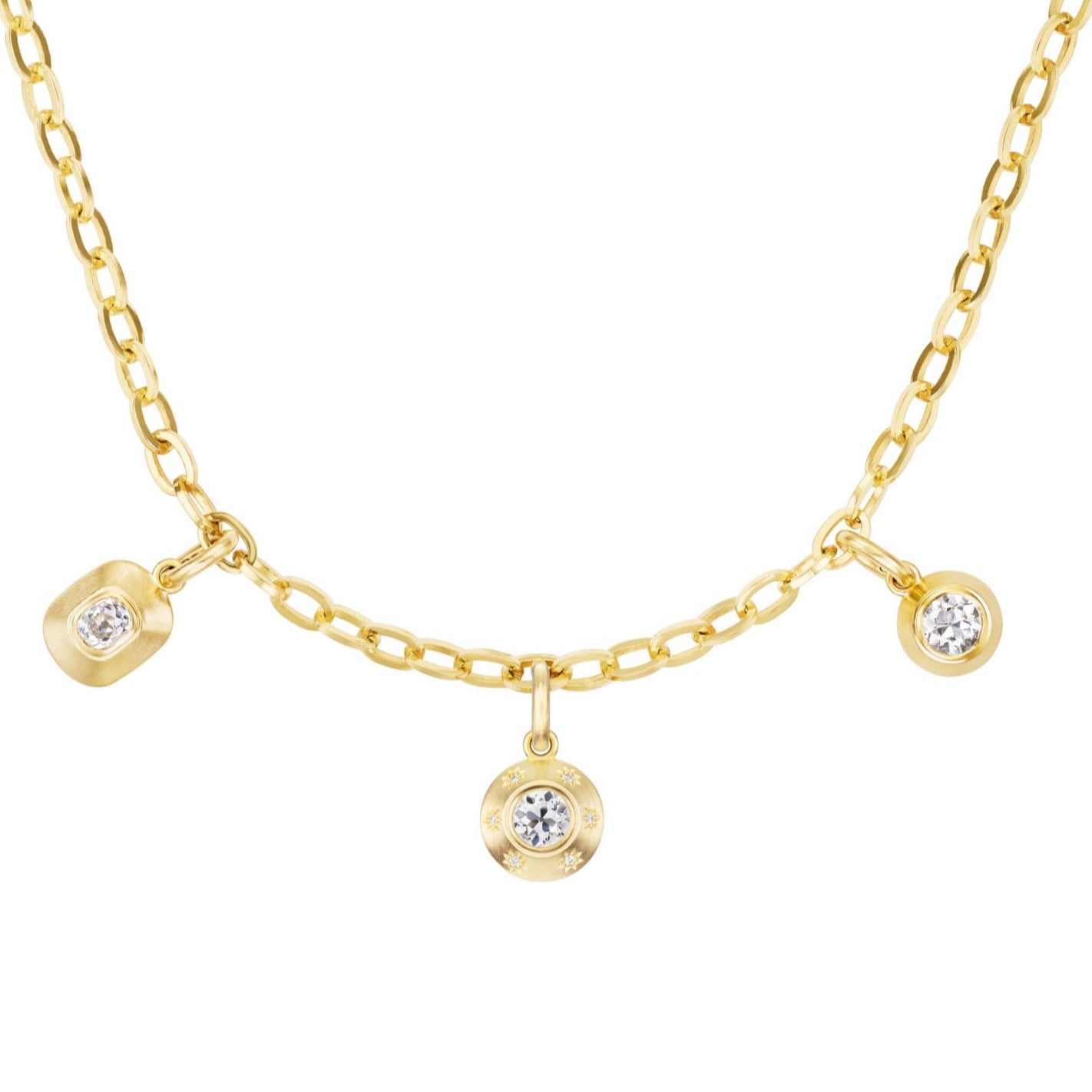 MIXED DIAMOND CHARM NECKLACE - OPHELIA EVE JEWELRY