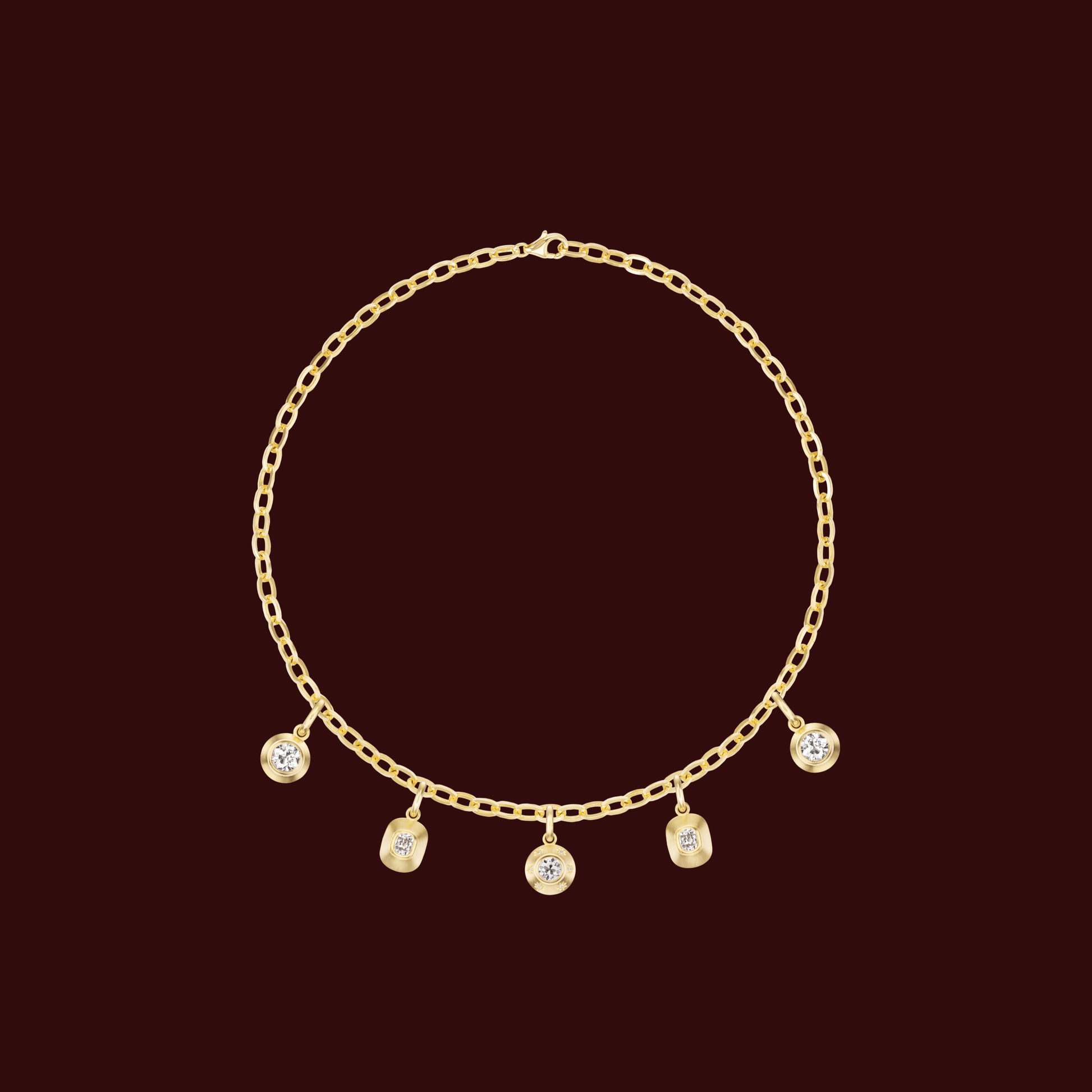 MIXED DIAMOND CHARM NECKLACE - OPHELIA EVE JEWELRY