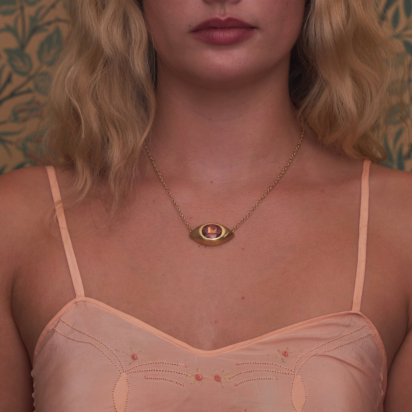 PEACH TOURMALINE MEGA EYE NECKLACE - OPHELIA EVE