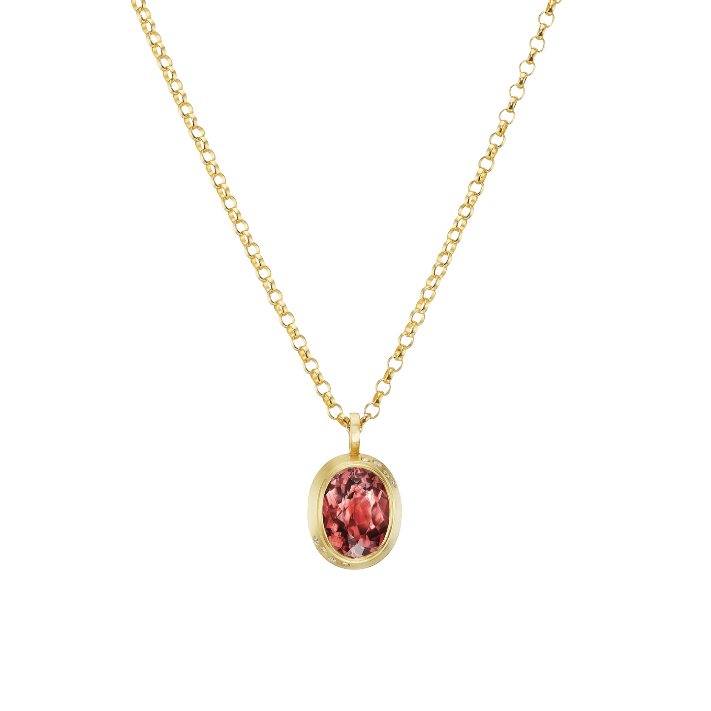 PINK TOURMALINE DIAMOND PENDANT - Ophelia Eve Jewelry