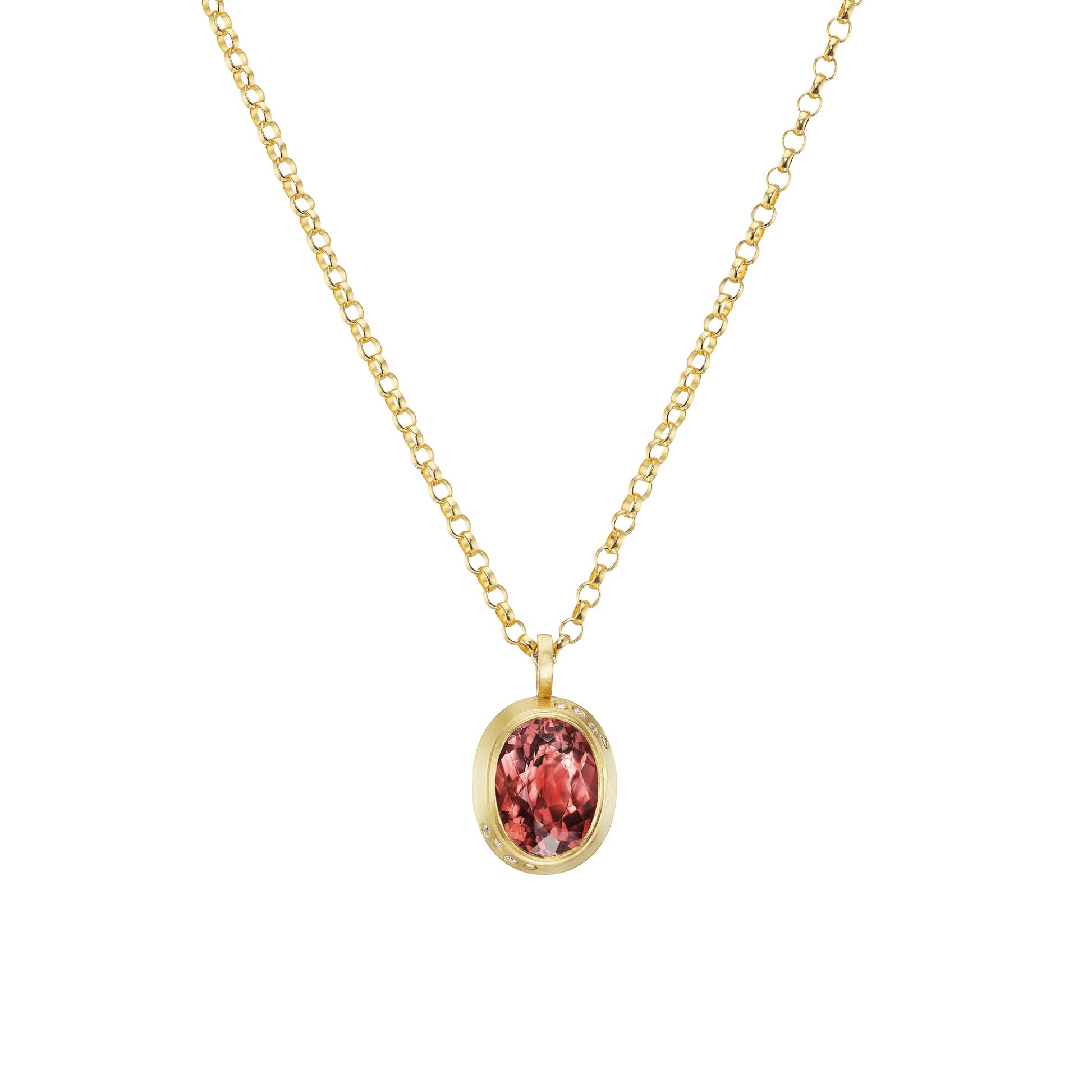 PINK TOURMALINE DIAMOND PENDANT - Ophelia Eve Jewelry