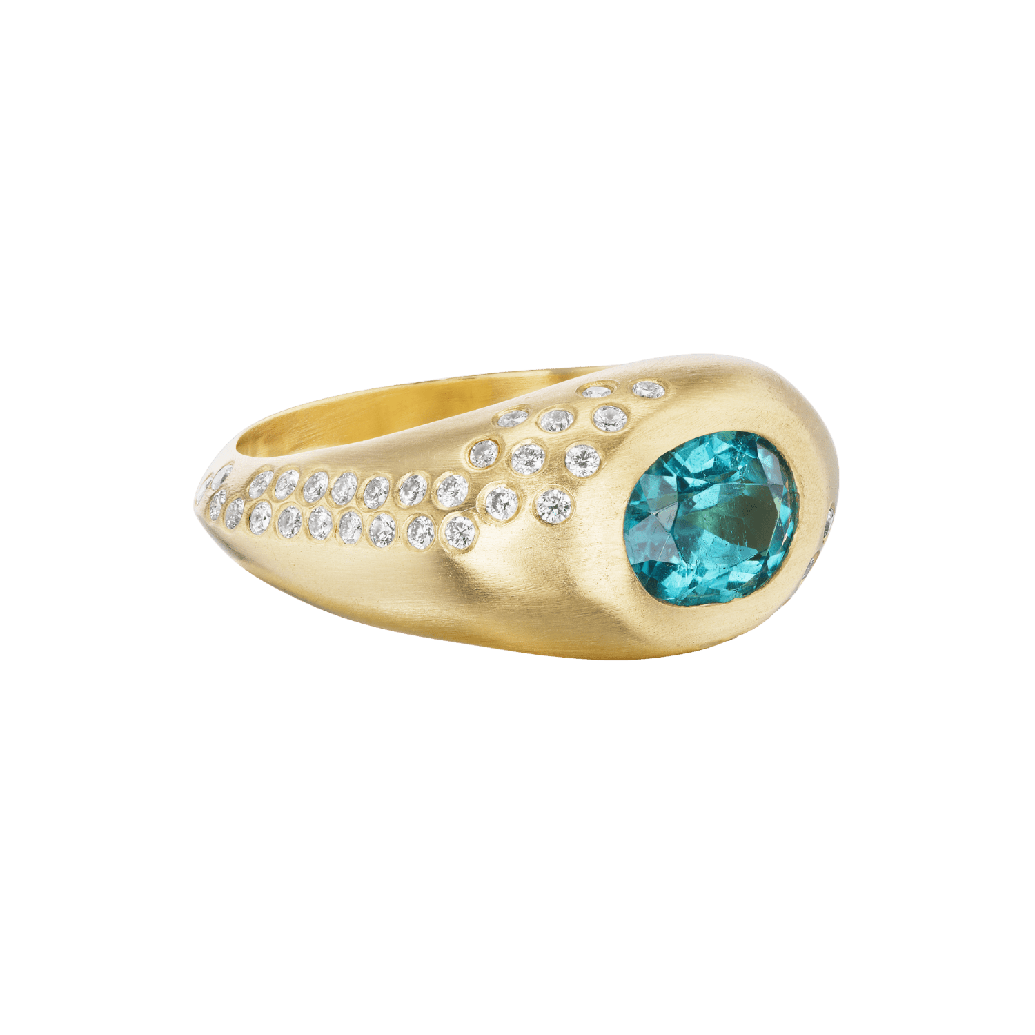 SMALL BLUE TOURMALINE OVAL SIGNET RING - Ophelia Eve Jewelry