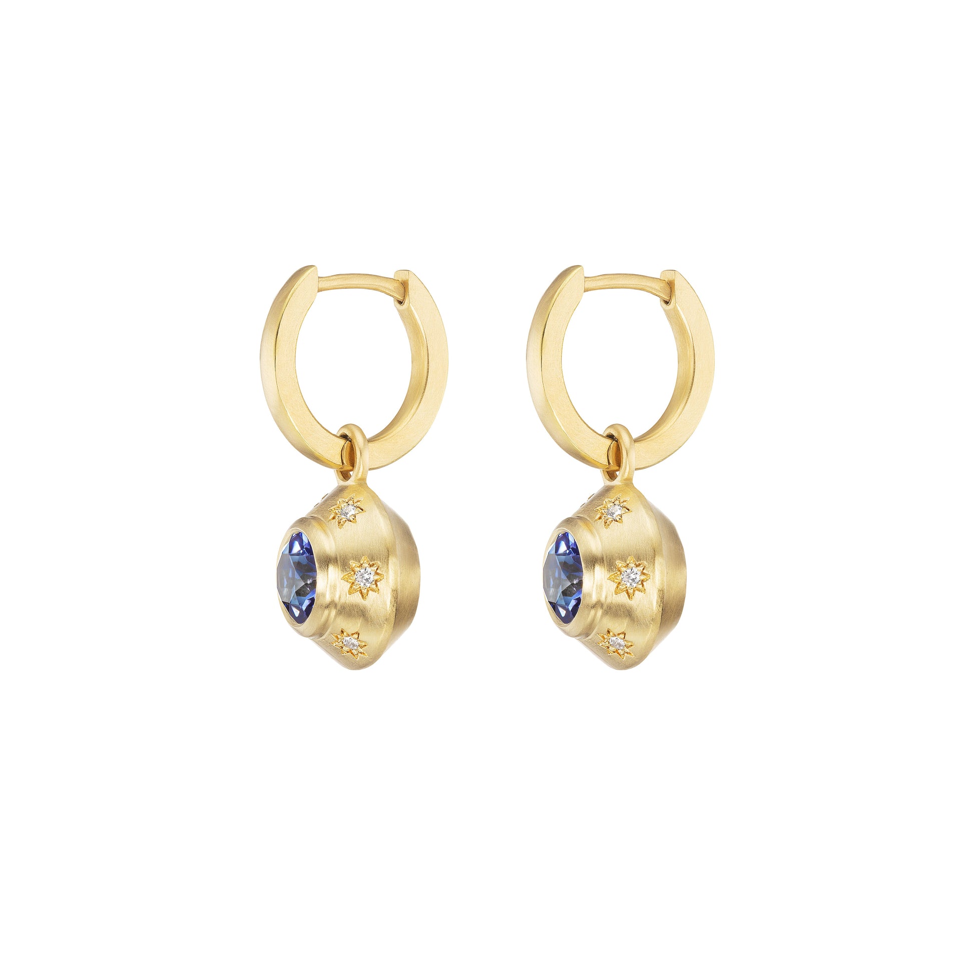 TANZANITE STAR DROP HOOPS - Ophelia Eve Jewelry