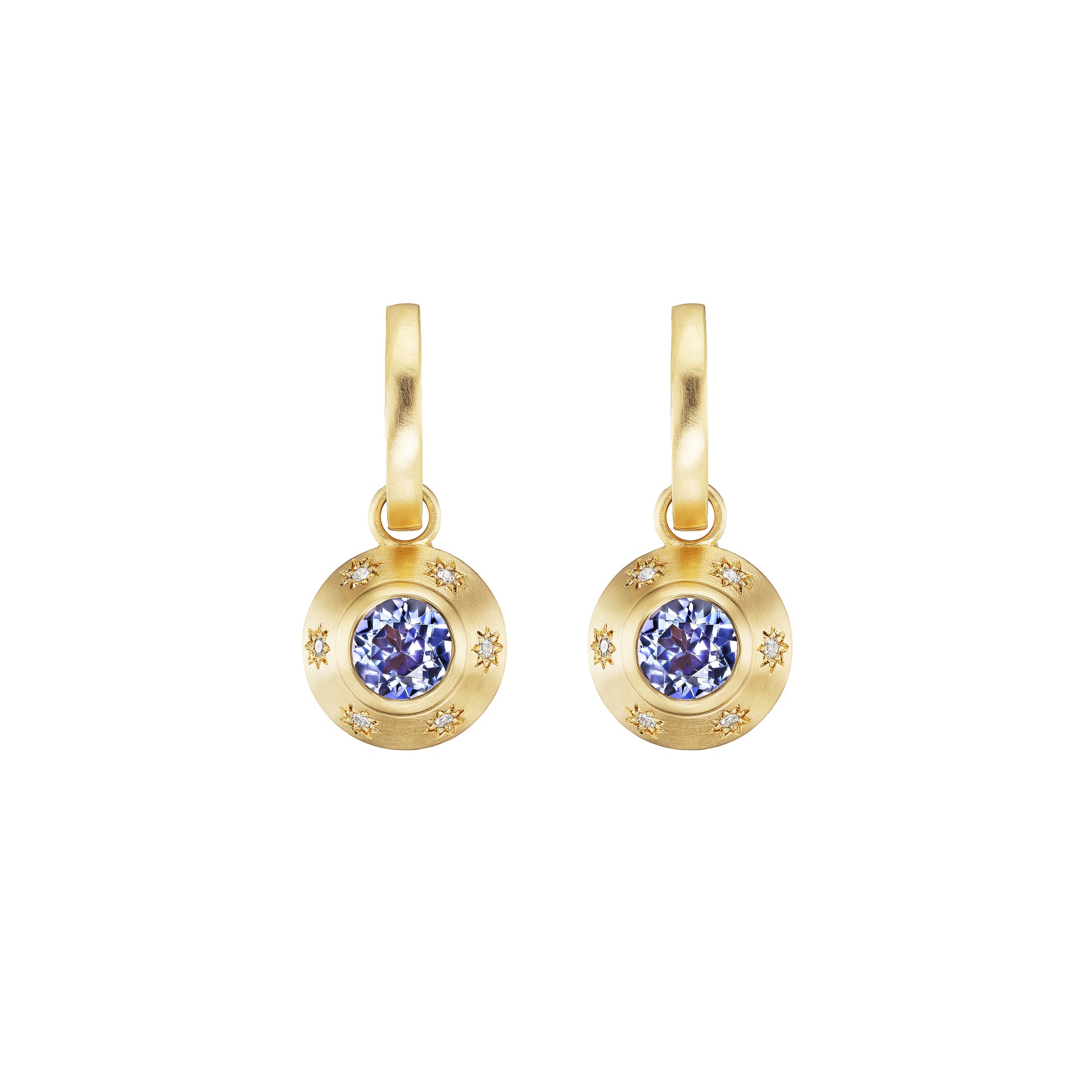 TANZANITE STAR DROP HOOPS - Ophelia Eve Jewelry