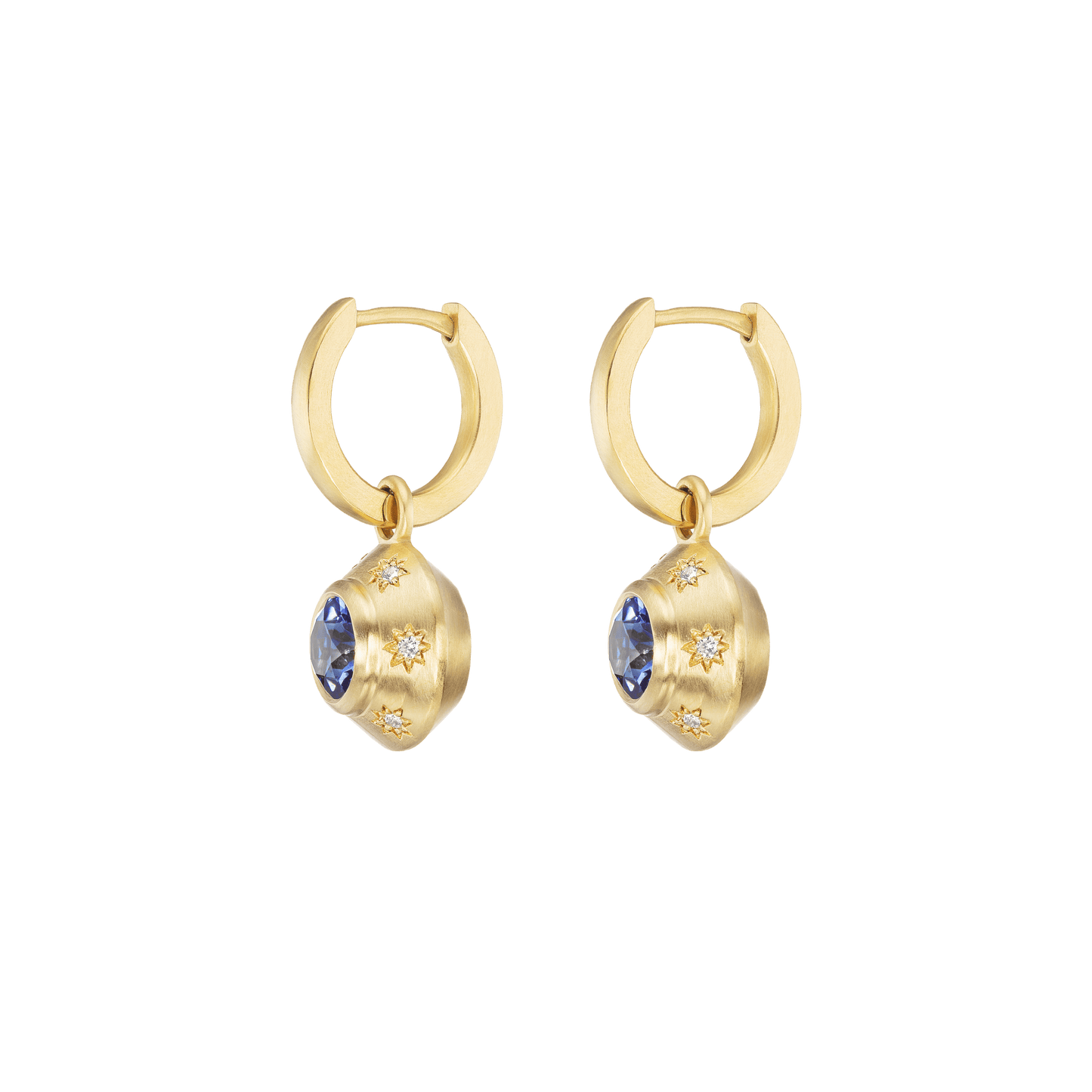 TANZANITE STAR DROP HOOPS - Ophelia Eve Jewelry