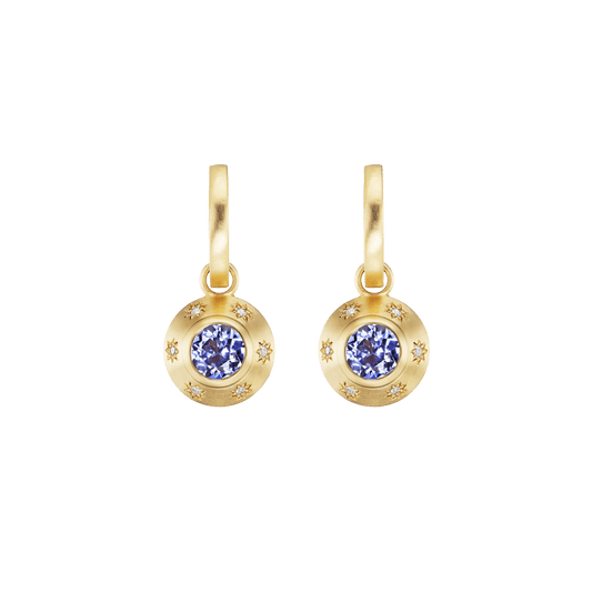 TANZANITE STAR DROP HOOPS - Ophelia Eve Jewelry