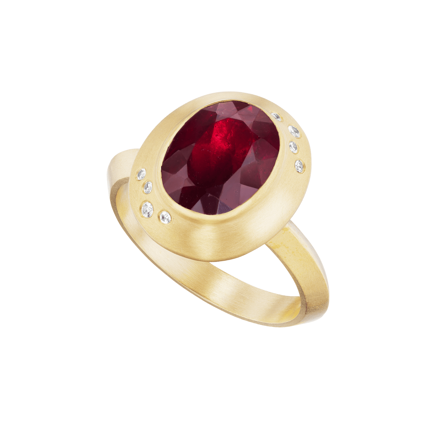 TOURMALINE OVAL RING WITH DIAMONDS - Ophelia Eve Jewelry