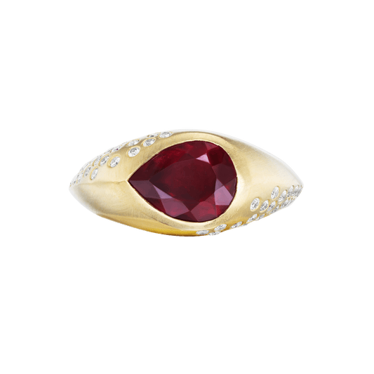 TOURMALINE PEAR SIGNET RING - Ophelia Eve Jewelry