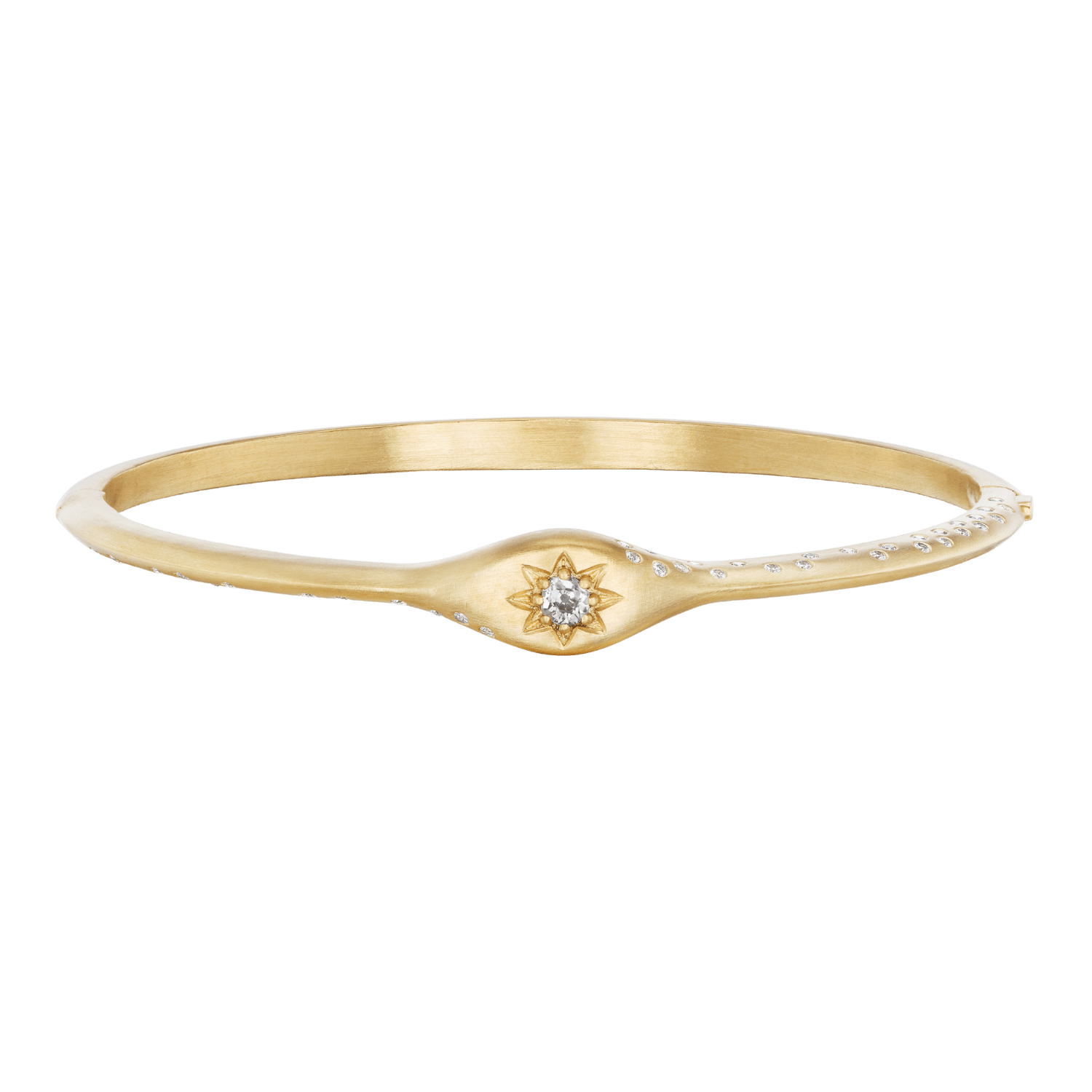 VICTORIAN STAR OLD MINE CUT BANGLE WITH DIAMONDS - Ophelia Eve Jewelry