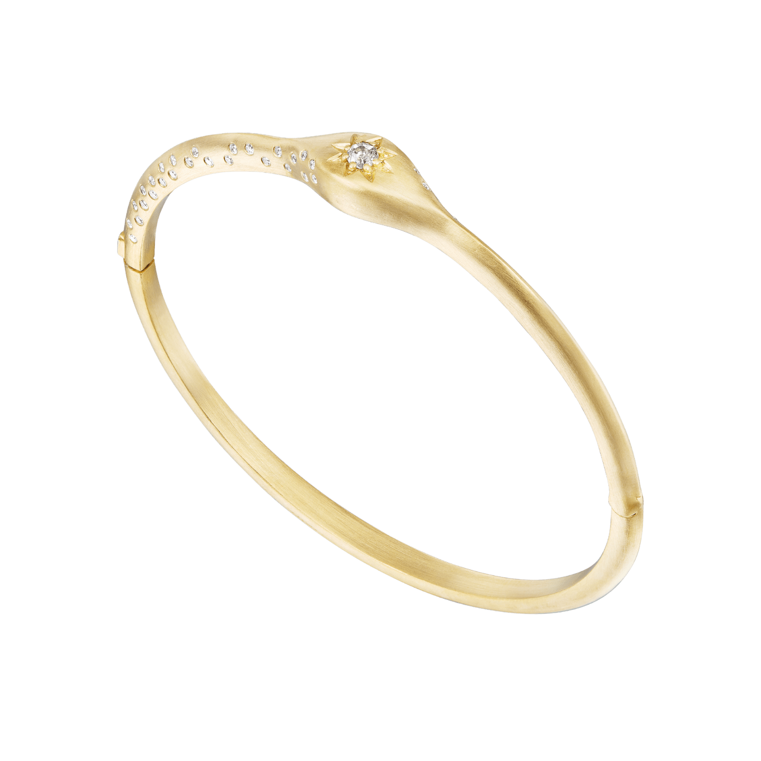 VICTORIAN STAR OLD MINE CUT BANGLE WITH DIAMONDS - Ophelia Eve Jewelry