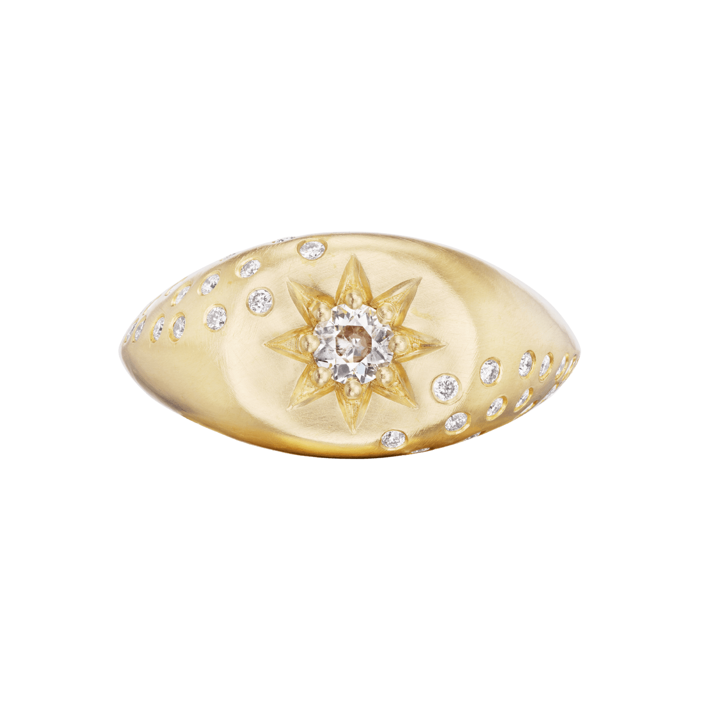 VICTORIAN STAR SIGNET RING WITH DIAMONDS - Ophelia Eve Jewelry